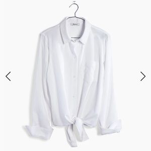 Madewell White Front-Tie Shirt
